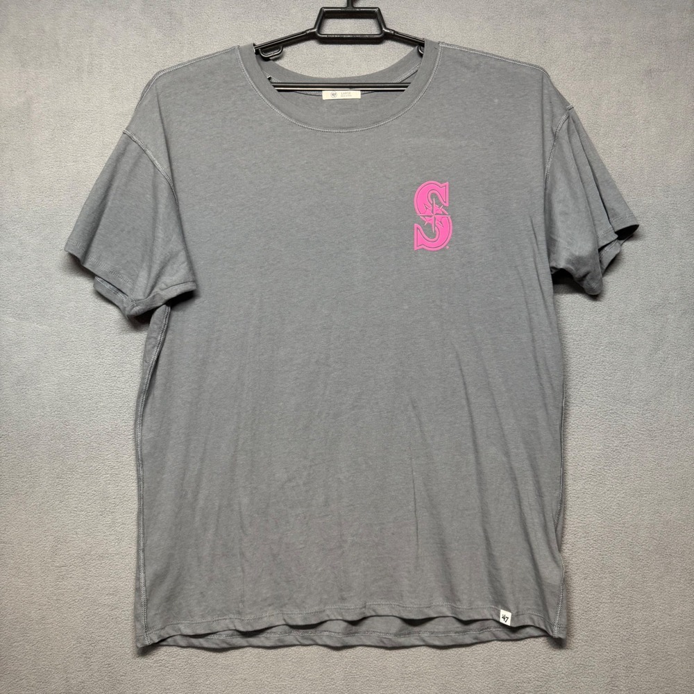 '47 Brand Seattle Mariners MLB T-Shirt Women Large Gray Pink Logo PN 70547